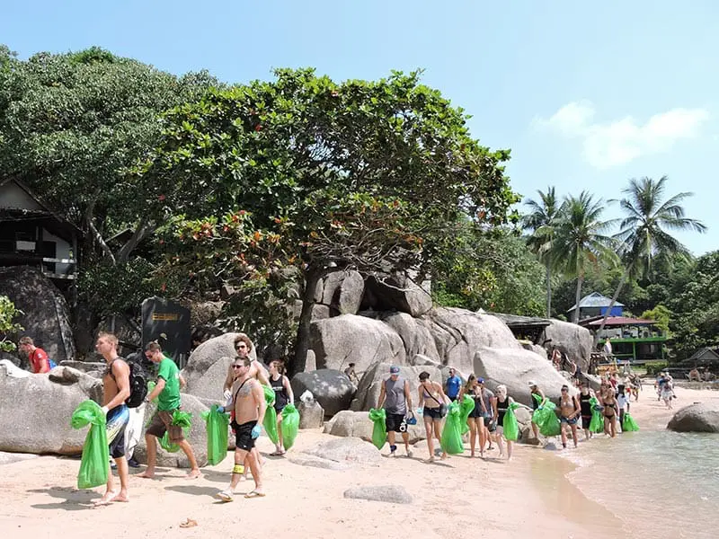 Dive Instructors Divemasters Cleaning Koh Tao IDC Conservation Thailand
