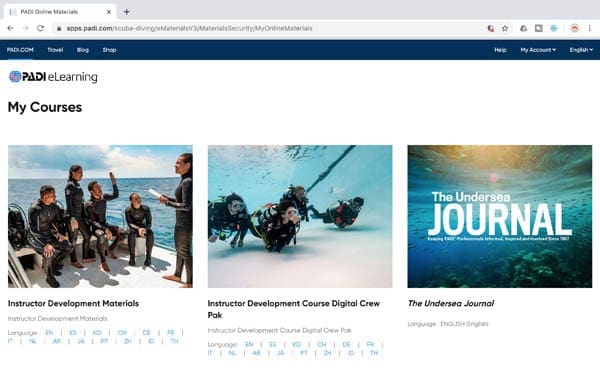 PADI Digital IDC Crewpack Elearning