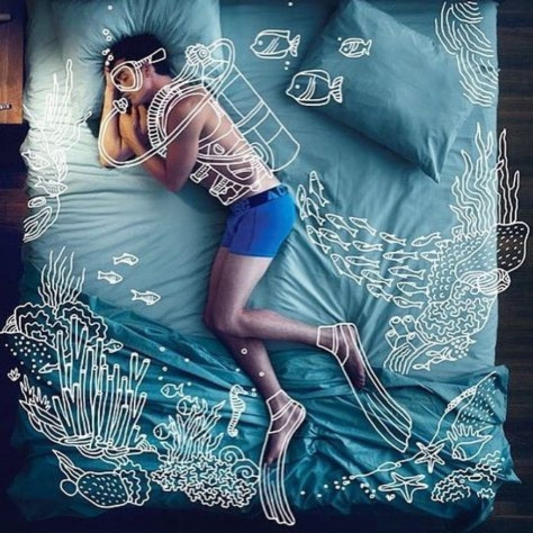 Diver sleeping scuba diving meme