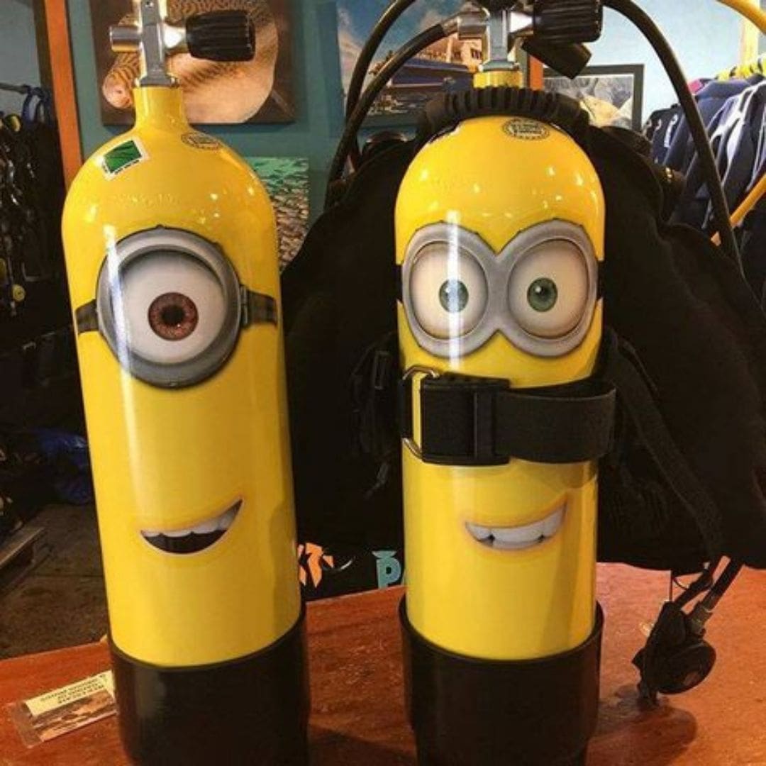 Minions scuba cylinder tank scuba diving meme