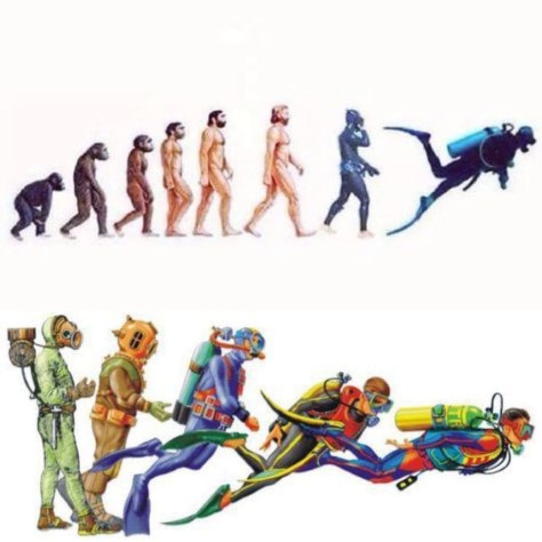Scuba diver evolution funny scuba diving meme