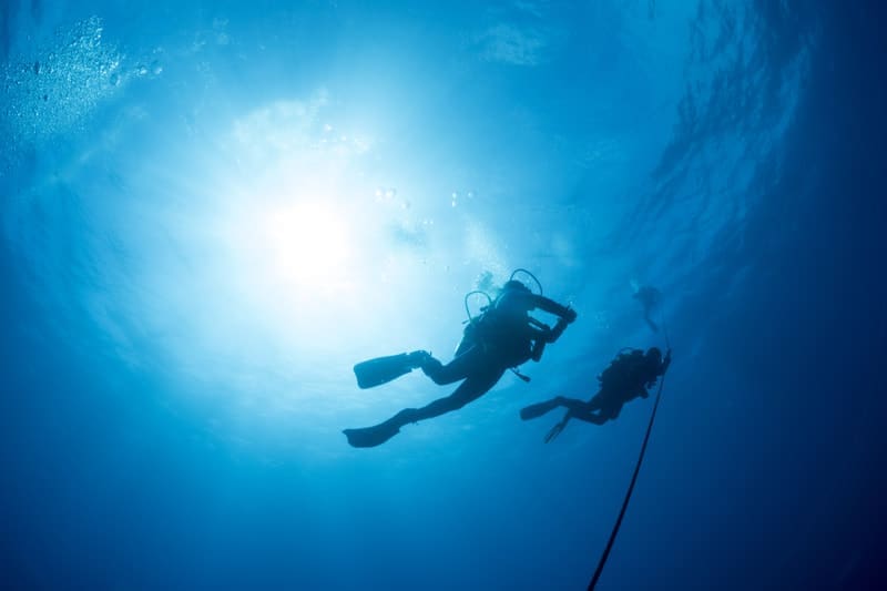 scuba divers decent reference line