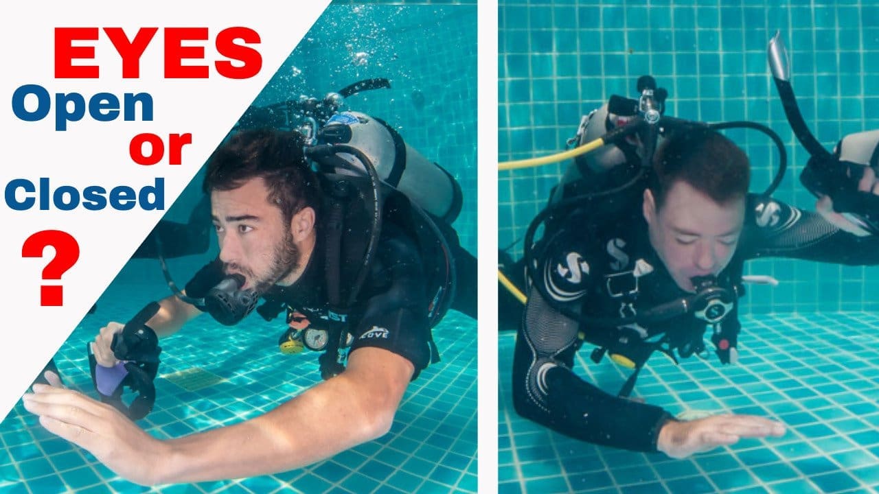 Scuba Mask Clearing Eyes Open or Closed