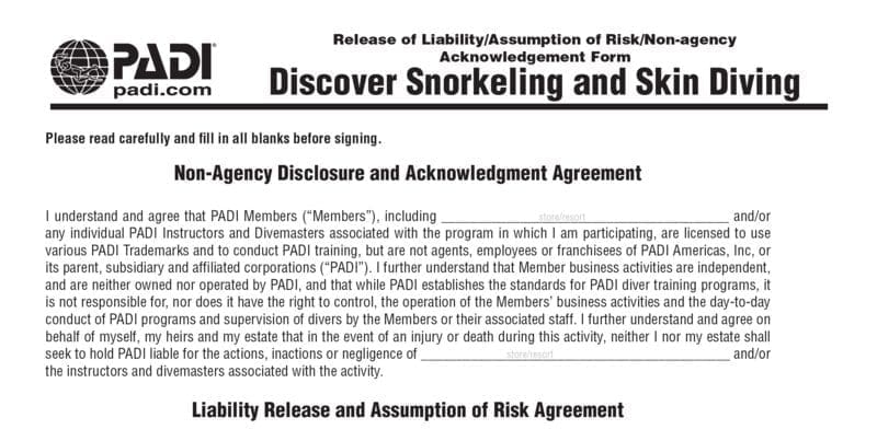 Snorkeling Liability Release