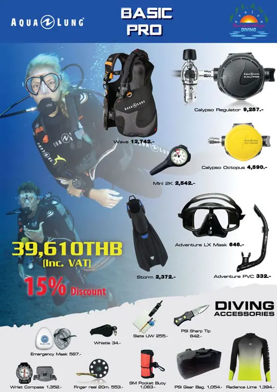 Basic Dive Equipment Package PADI IDC Course Cost Basic Dive Equipment Package