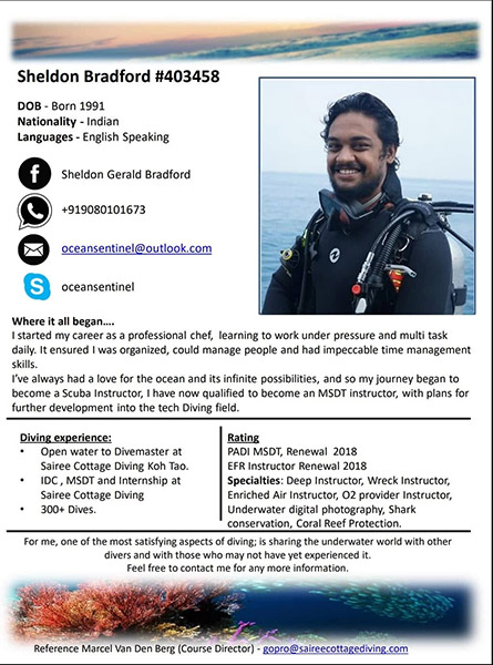 Diving Instructor CV Resume