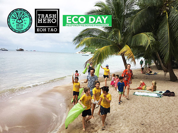 Beach Clean Up Plastic Thai And Foreigners Kids On Koh Tao Thailand